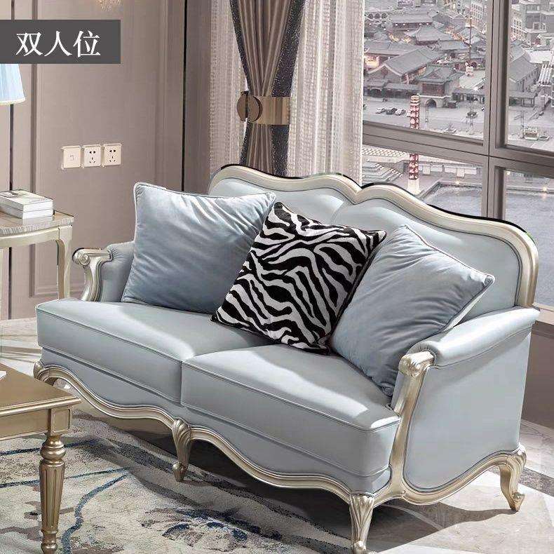 美式轻奢高端皮质沙发组合简约小户型别墅客厅实木布艺三高档便宜