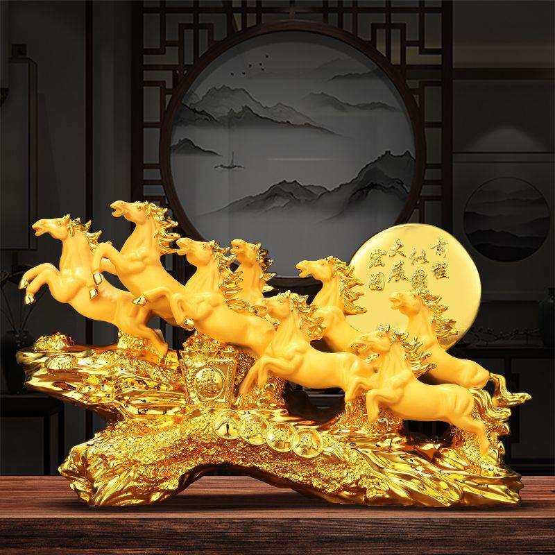 金八骏马摆件八骏雄风招财 开业商务摆件客厅酒柜电视柜玄关摆件