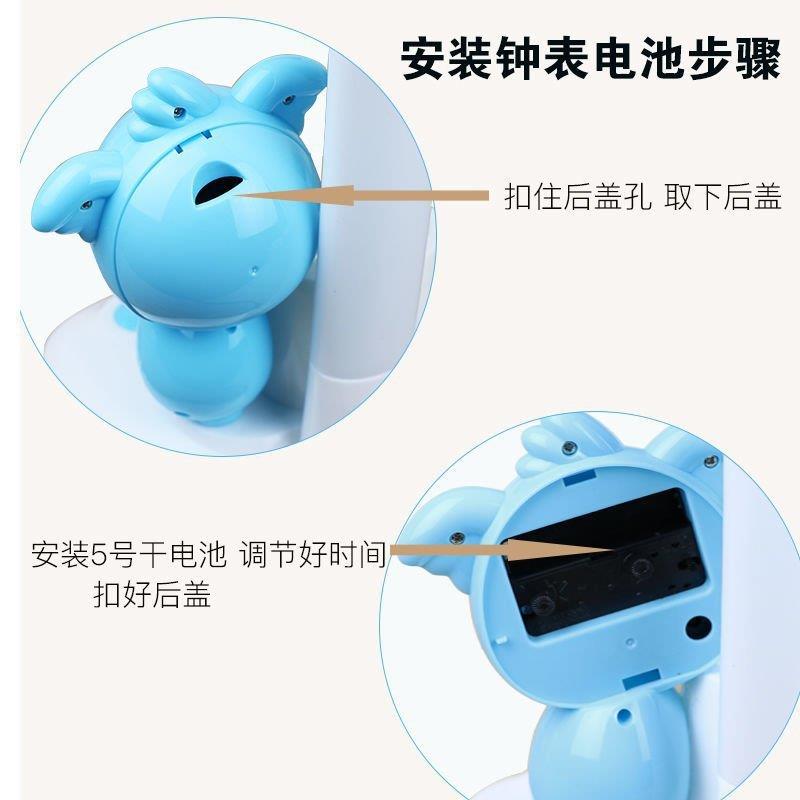 新款充电卡通LED学习台灯插带笔筒闹钟学生阅读护眼卧室三色调光