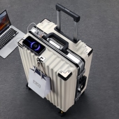 行李箱男生高颜值铝框旅行箱26寸拉杆箱万向轮大容量学生密码 箱女