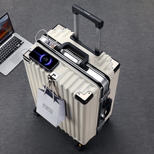 行李箱男生高颜值铝框旅行箱26寸拉杆箱万向轮大容量学生密码箱女