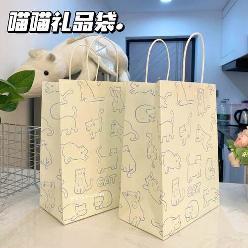 礼品袋高颜值可爱素描小猫礼品袋