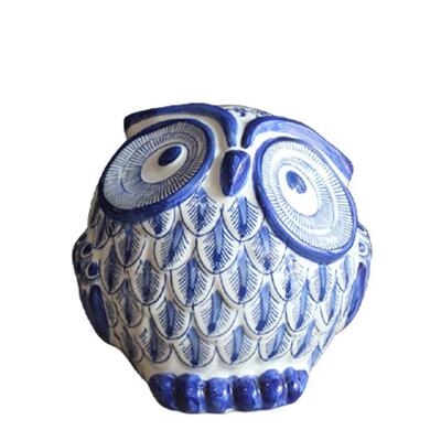 青花瓷陶公瓷猫头鹰饰品摆件办桌动物摆设橱装窗展道示SBP具陈列