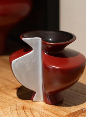 艺贝高术陶子瓷花器艺样板房间档中古CTB-2515侘寂风花瓶客厅软装