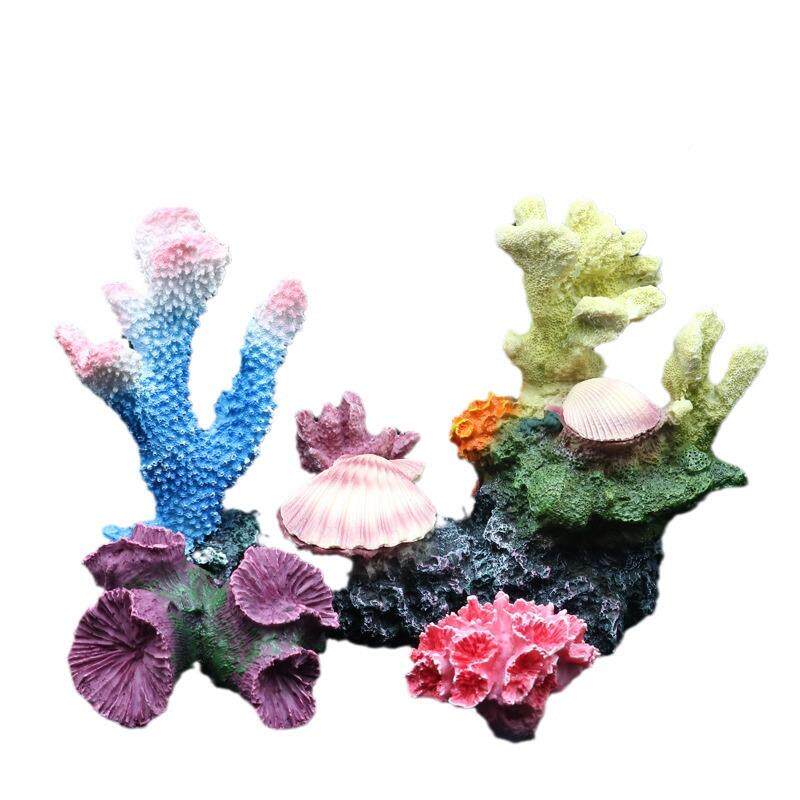 缸仿珊瑚造鱼景全套餐组合水族箱海水装饰贝壳假水草瑚吐泡贝壳真