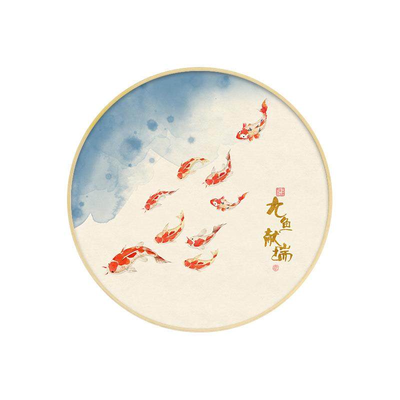 年年道有余鱼新QZ202101中式玄关装饰图画形走廊过圆墙画沙发背景,家居饰品,现代装饰画,淘宝优惠券,粉丝福利购,淘宝优惠卷