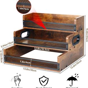 木质厨房桌-03031调料架铁木结合多层收梯纳架阶式红面酒实木展示