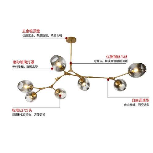 北欧灯具客厅吊灯餐厅后现代简约分子卧室魔豆灯创意灯饰极简