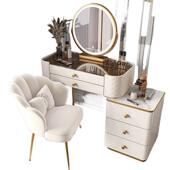 现代简约卧室梳妆网红奢轻北欧台风化妆桌璃化妆台收369纳柜一体