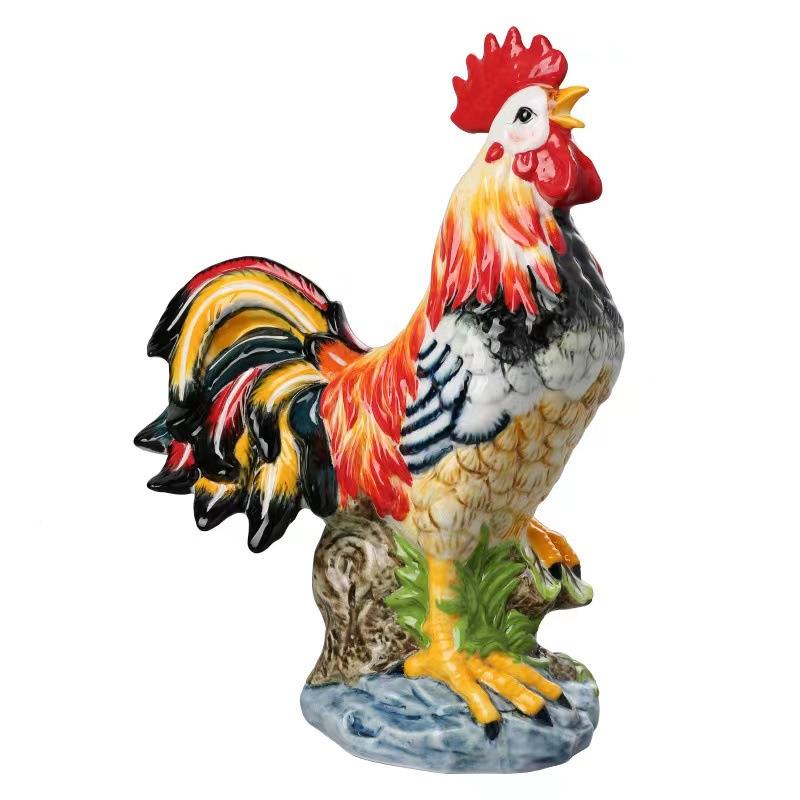 意陶瓷公鸡摆件乔饰品客饰厅酒柜玄创关摆饰装工艺FWL品迁新居礼