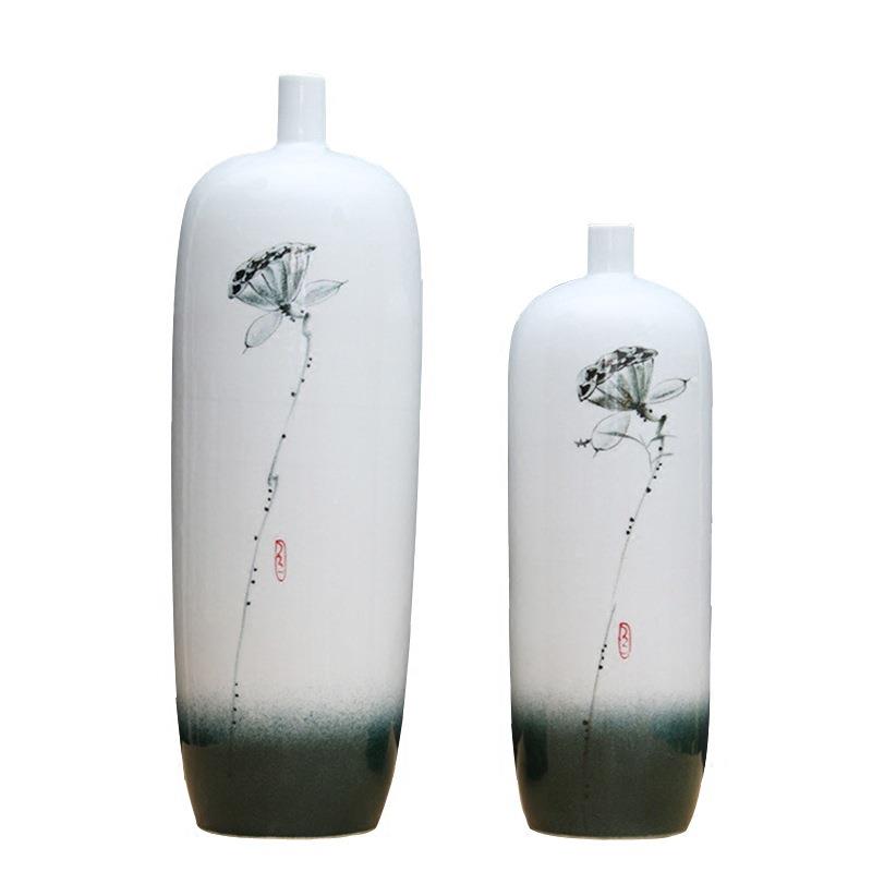 陶瓷新中莲蓬装饰AQB花式地大落插花瓶摆件样板房瓶工艺品
