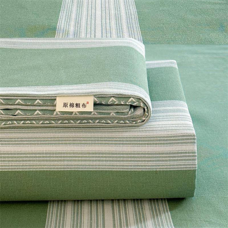 山东加厚老粗布床单单件三件套棉麻亚麻学生宿舍单人双人被单2024