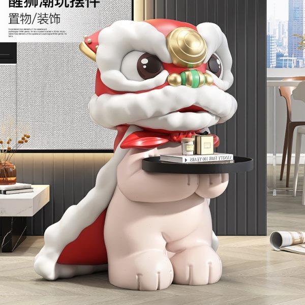 国潮醒狮落地摆件家居饰品客厅家用玄关雕塑新年开业礼物乔迁新居
