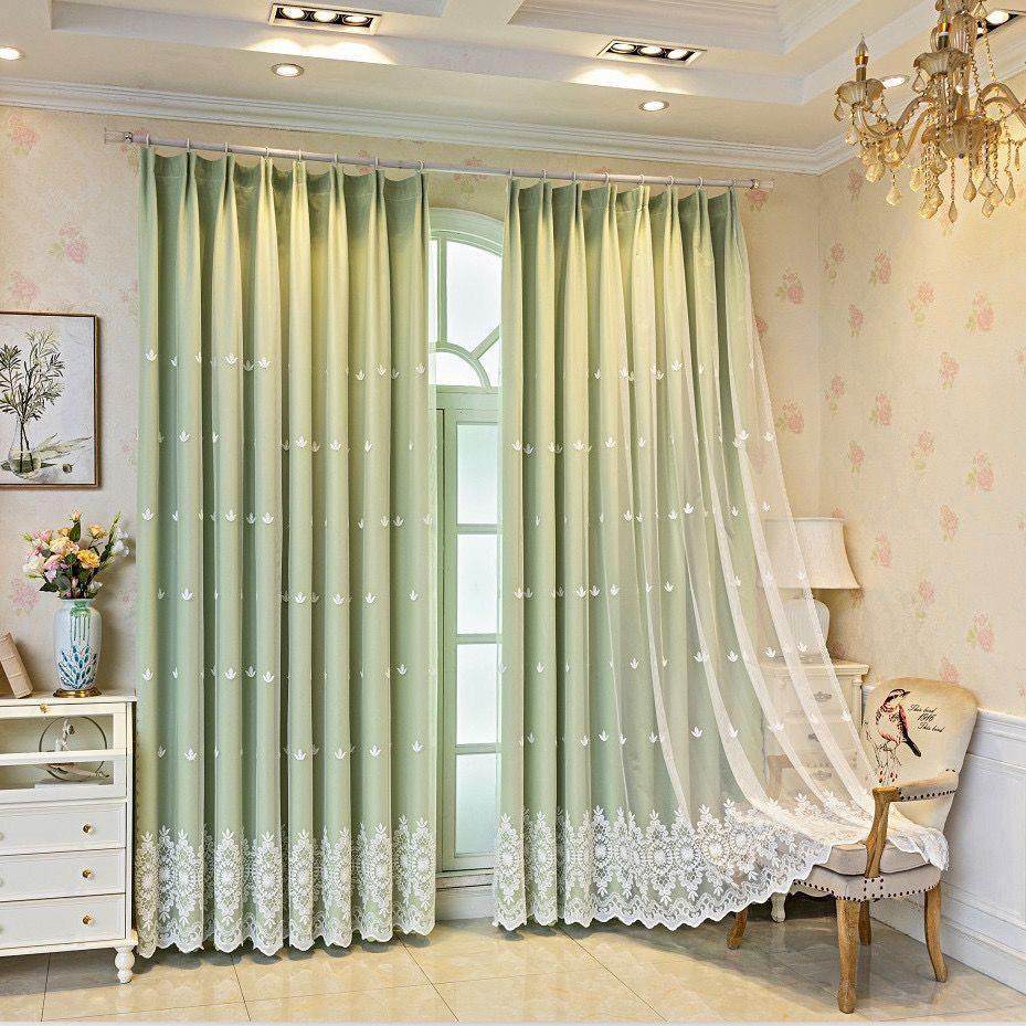 窗帘遮光布纱一体双层飘窗客厅卧室田园风简约现代绣花纱帘新款,居家布艺,定制窗帘,淘宝优惠券,粉丝福利购,淘宝优惠卷