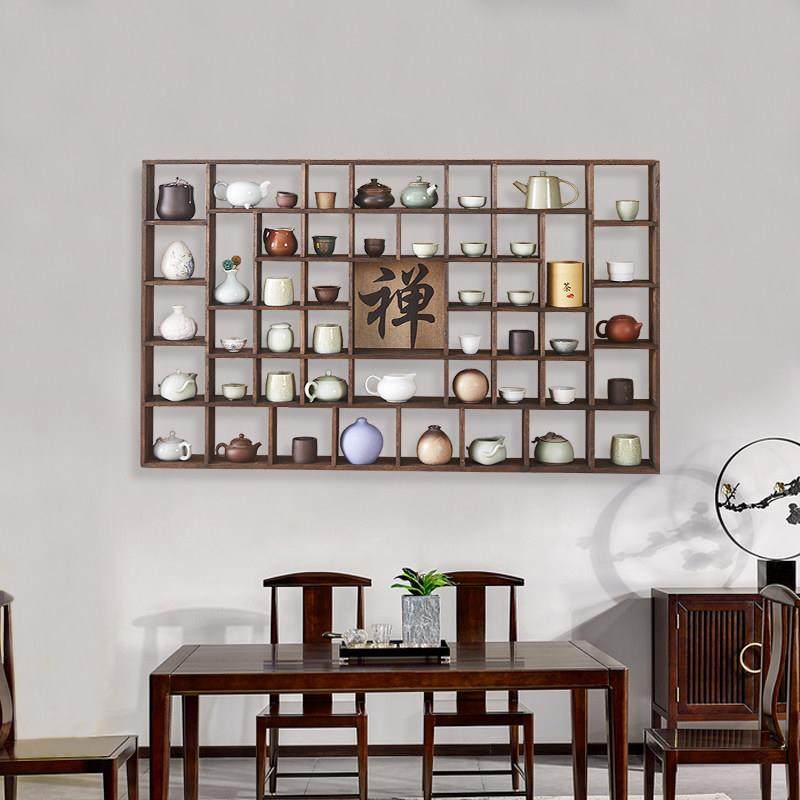 实木博古架挂墙茶杯茶壶收纳架置物架中式茶具架多宝阁茶架摆件架,住宅家具,多宝格/博古架,淘宝优惠券,粉丝福利购,淘宝优惠卷