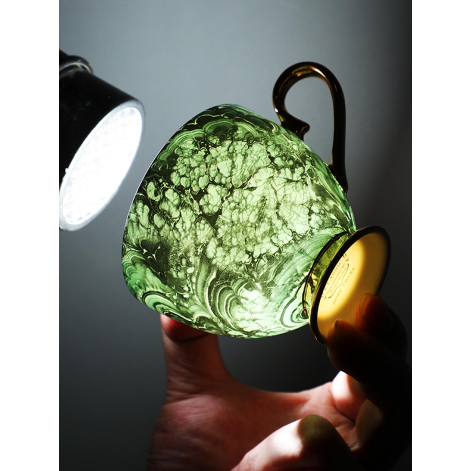 轻奢风咖啡杯骨瓷欧式翡翠绿15头咖啡具茶壶下午茶套装酒店餐具