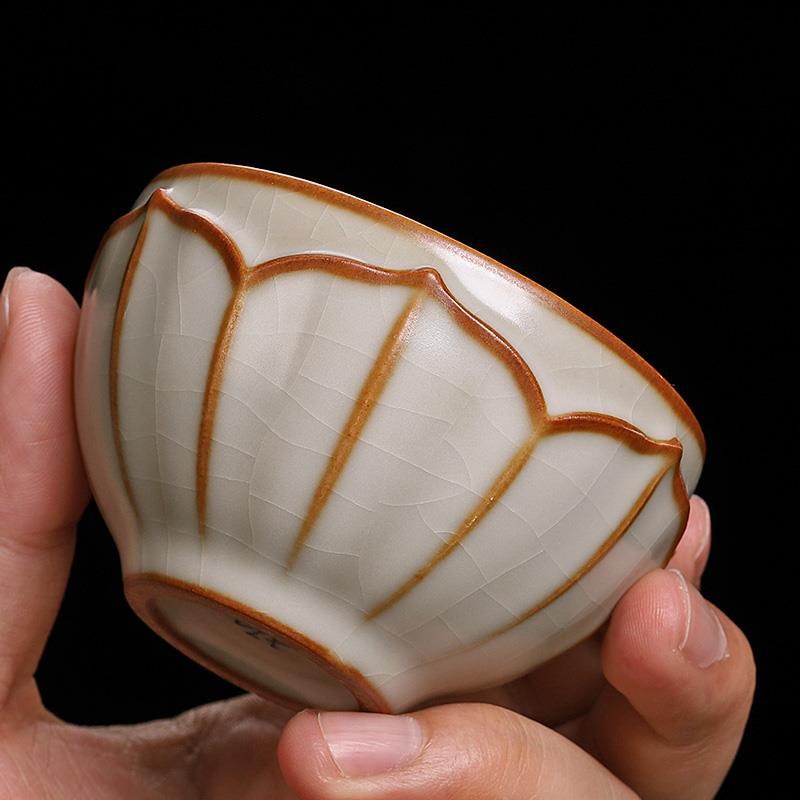 柏韵汝窑主人杯个人专用高档陶瓷开片可养单杯禅意品茗杯家用茶盏