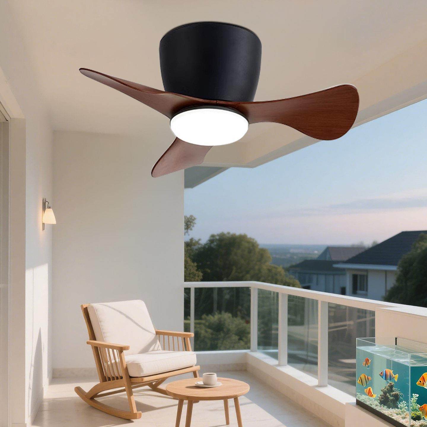 超薄迷你吊扇灯 阳台卧室饭厅吸顶吊扇灯变频静音更衣室电风扇灯