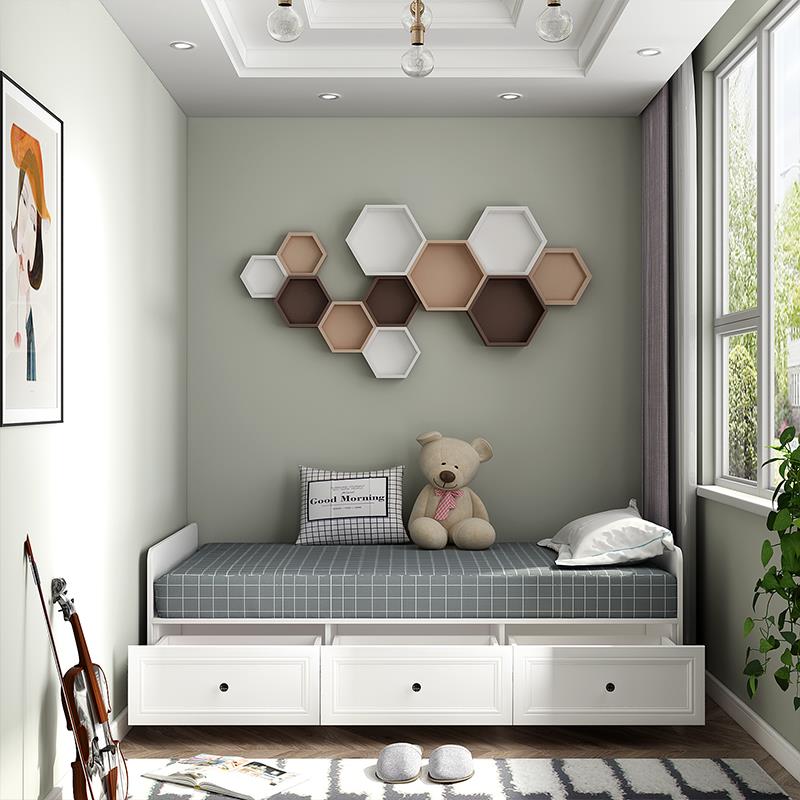 强象现代简欧卧室衣柜床一体组合小户型榻榻米书柜储物床CH-236