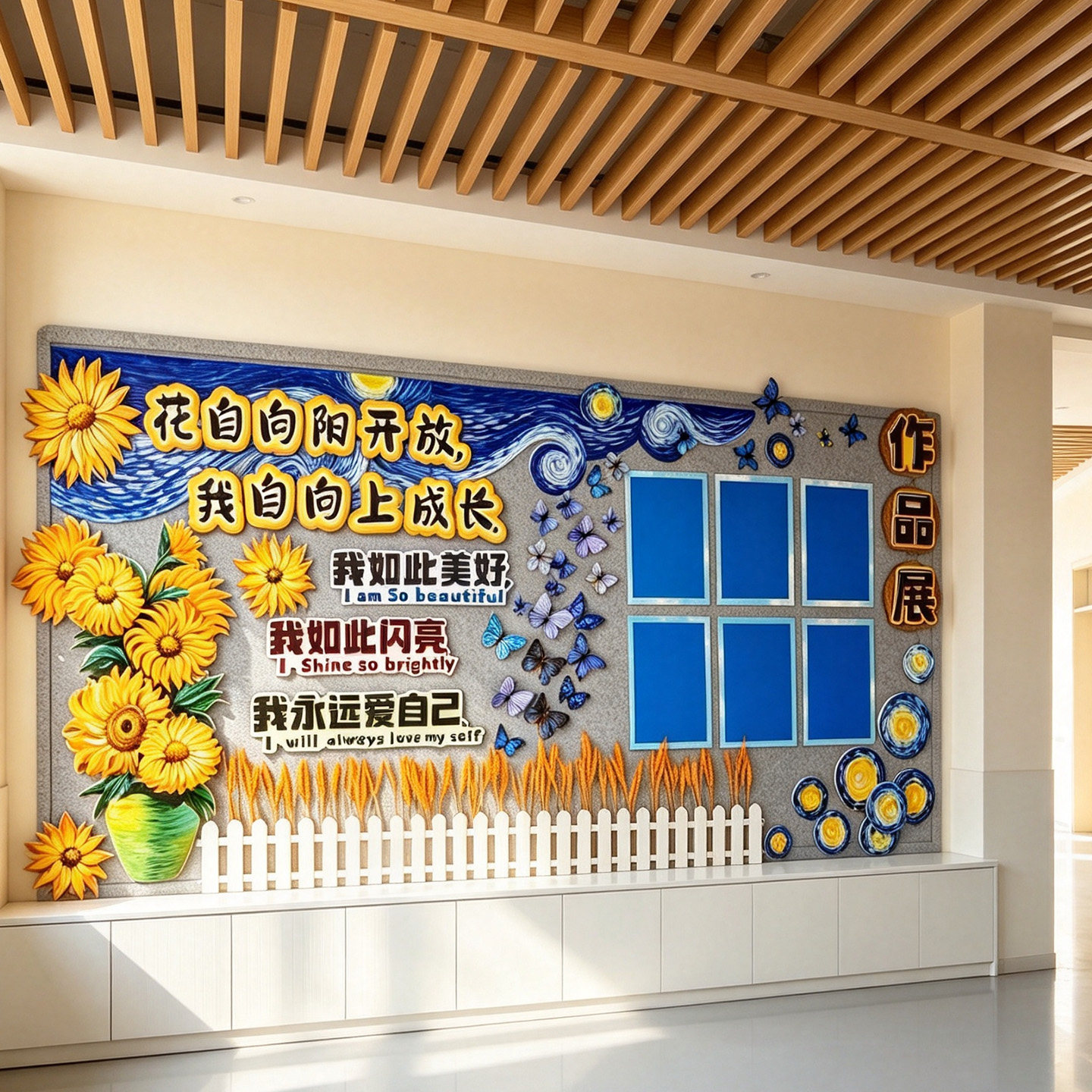 花自阳向日葵教室装饰墙贴DIY艺术风文化墙小学黑板报主题墙布置