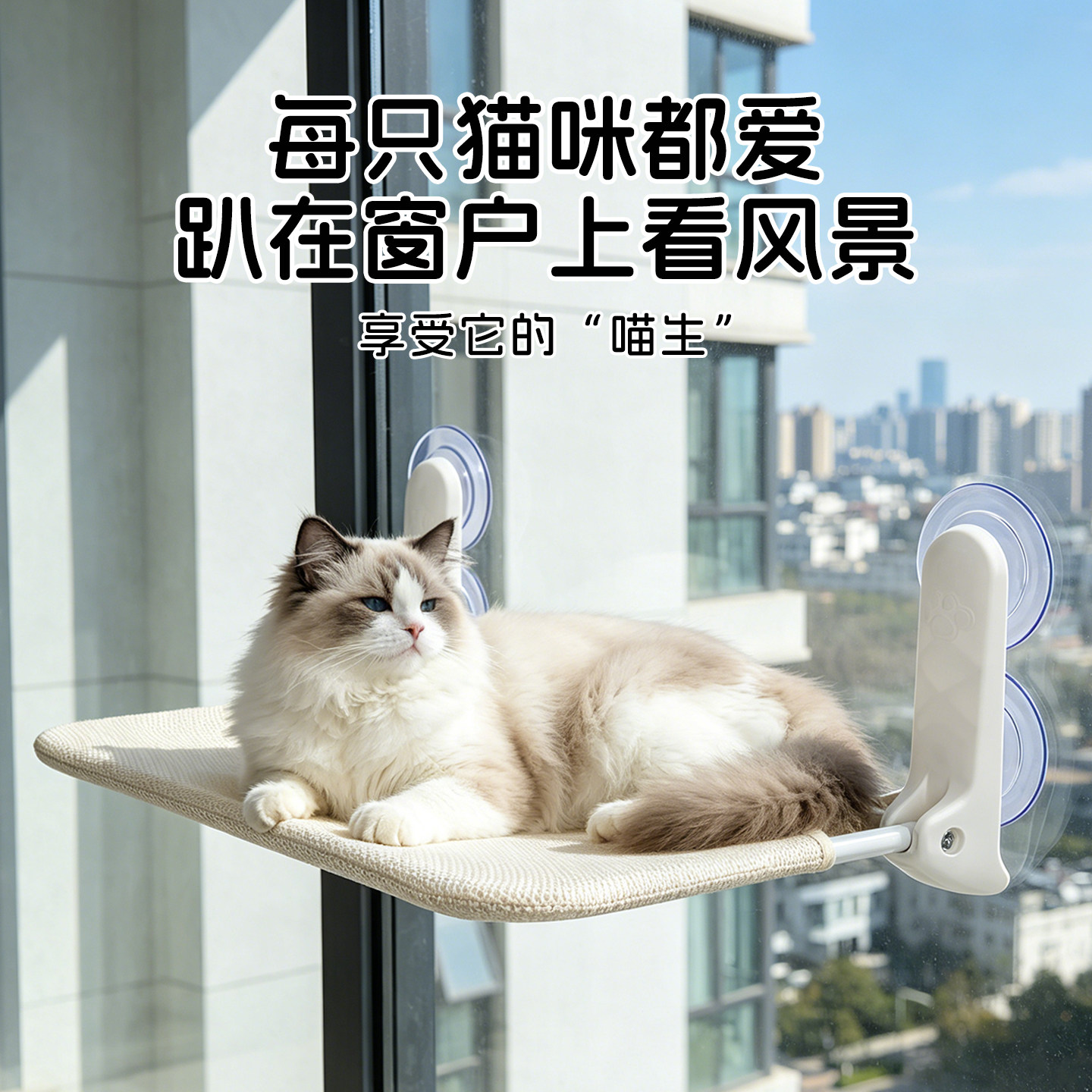 猫咪吸盘吊床猫爬架窗户猫窝挂床玻璃悬挂式可折叠猫咪宠物床架子