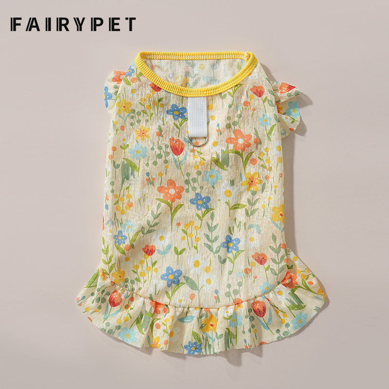 狗狗衣服夏季薄款可爱碎花裙比熊柯基中小型犬防掉毛外出可牵引图片