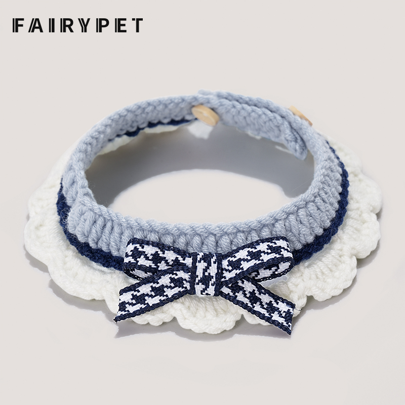 日系甜美猫咪围脖围兜柔软项圈宠物狗装饰品蝴蝶结小猫口水巾围巾