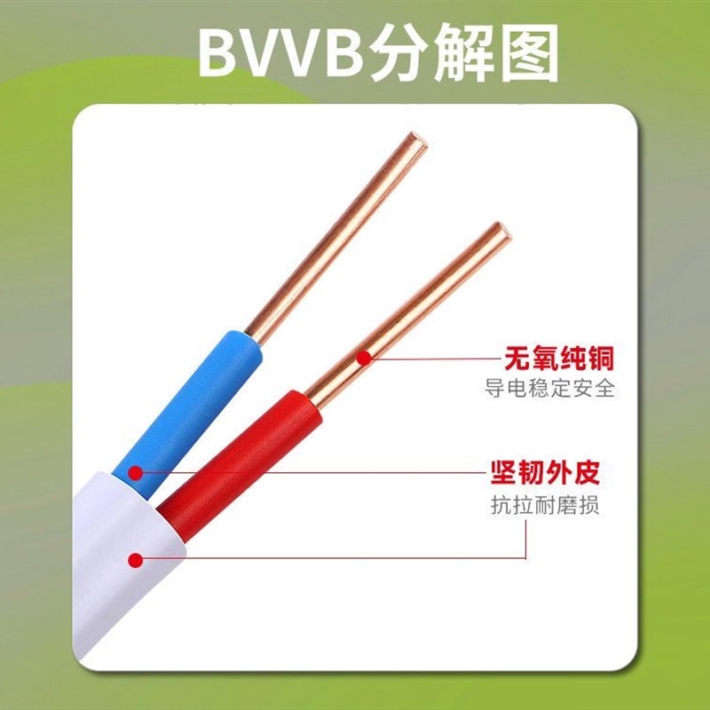 电线国标纯铜芯护套线2芯3芯1.52.54平方软线电缆线电源线铜线