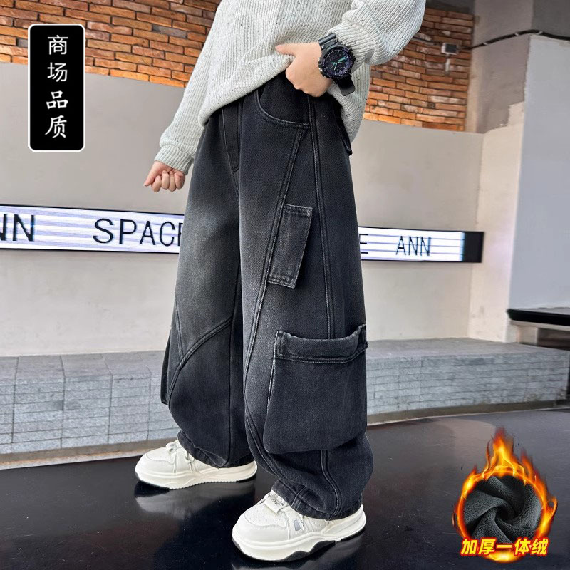 儿童装男童加绒裤子2025
