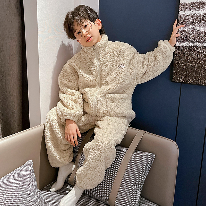 儿童装男童睡衣秋冬款家居服加绒
