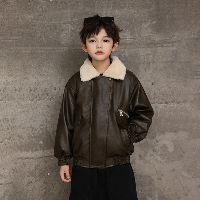 男童皮衣外套加绒加厚2025新款皮毛一体羊羔绒儿童秋冬款夹克外套,童装/婴儿装/亲子装,普通外套,淘宝优惠券,粉丝福利购,淘宝优惠卷