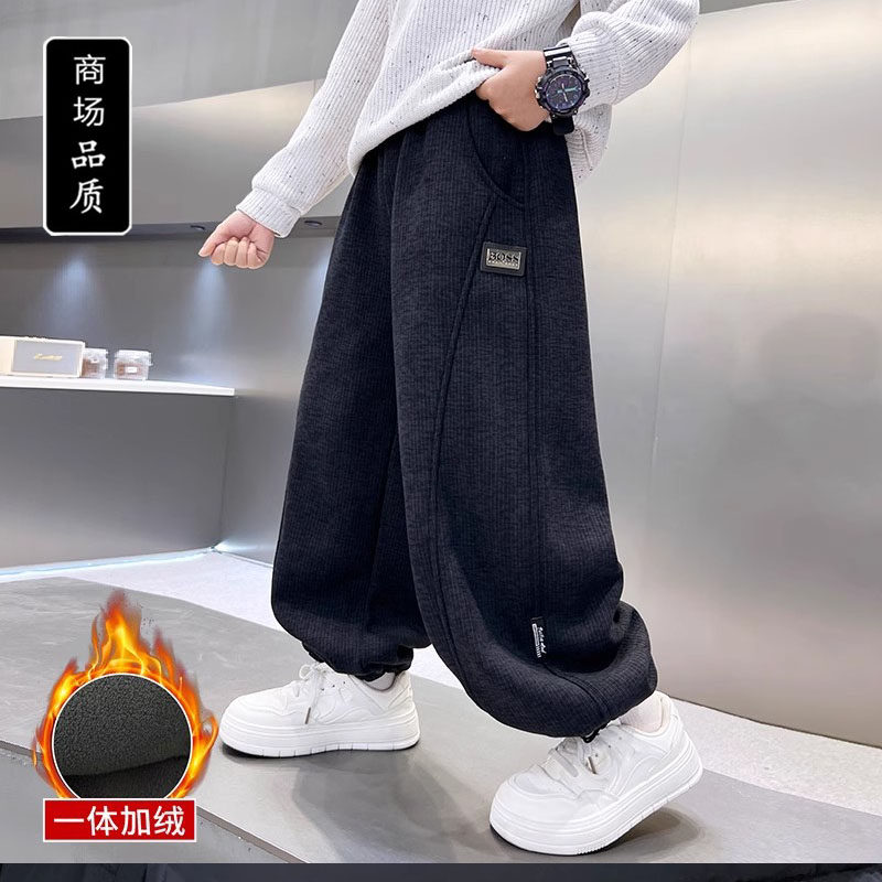 男童加绒裤子条绒长裤