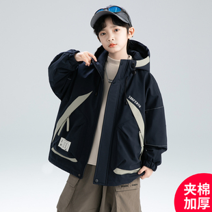 派克服加厚大童冬装 儿童冬季 冲锋衣潮 2025新款 男童夹棉外套秋冬款