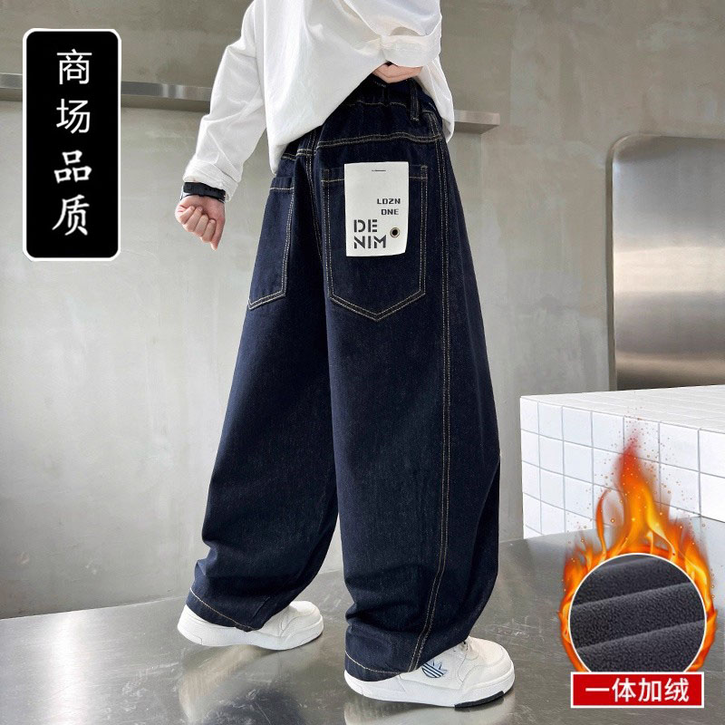 男童加绒牛仔裤秋冬款2025