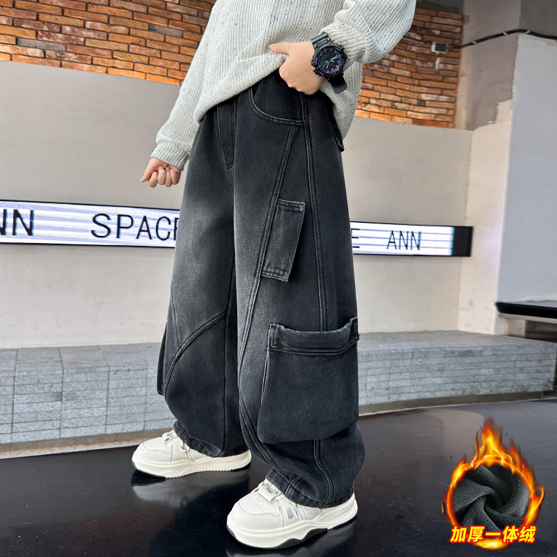 儿童装男童加绒裤子2025