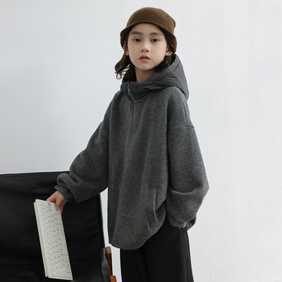 男童加绒连帽卫衣秋冬款2025