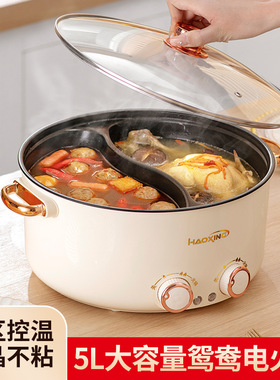鸳鸯锅一体成型电火锅多功能家用小电锅大功率大容量电热火锅