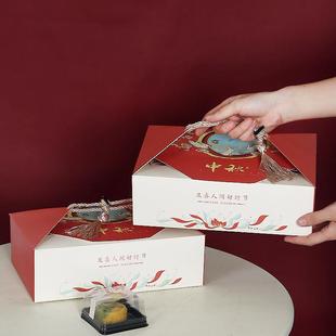 盒100克国潮月饼糕点礼盒创意手提盒6粒装 月饼包装 空盒中秋节手提