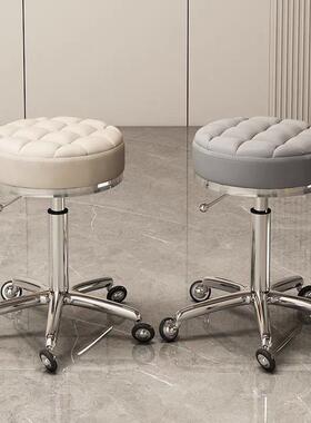 美发子转滑轮旋升降凳子大工凳凳圆美甲凳MP8nJt5K理发店转椅发廊