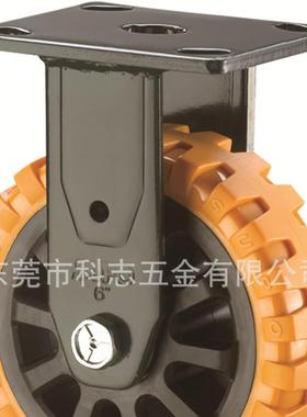 美式7墨绿万寸J07S-01D平底塑6料双刹橙色防滑PU脚0轮向聚氨酯脚