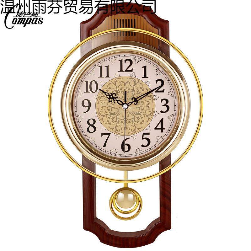 康巴丝时16671欧式复古钟摇摆挂石钟客厅简约尚挂表卧室静音英熊