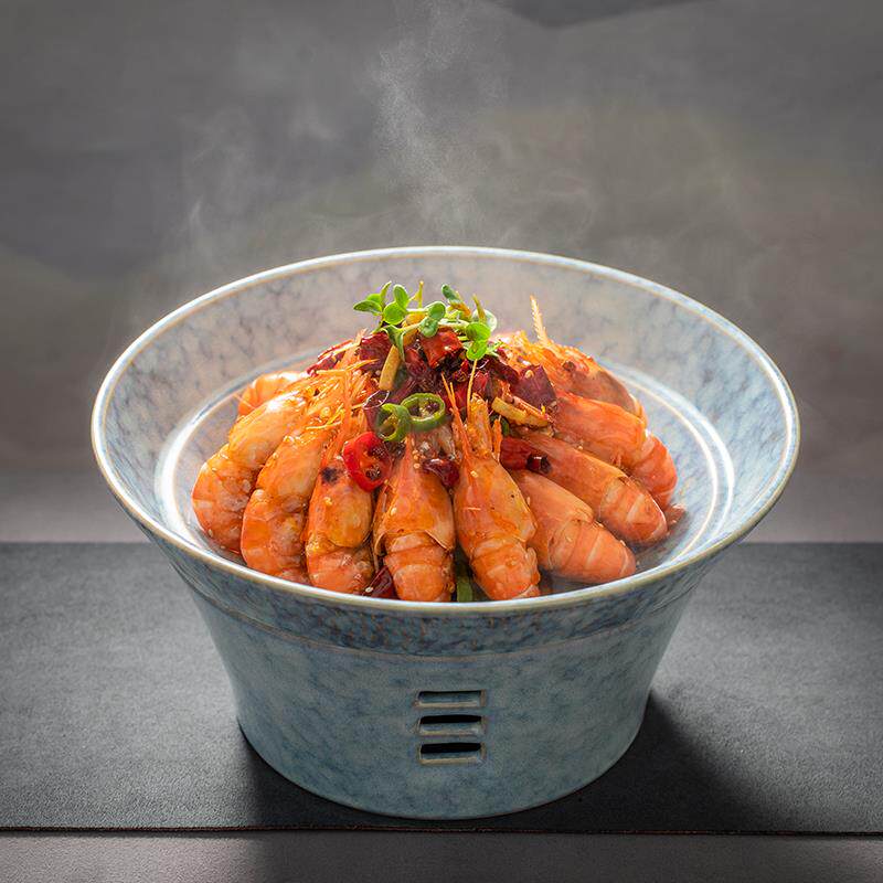 酒店特色瓷色子明炉餐厅可釉蜡F77HJ76T烛加热保陶温鲍鱼海鲜汤盘