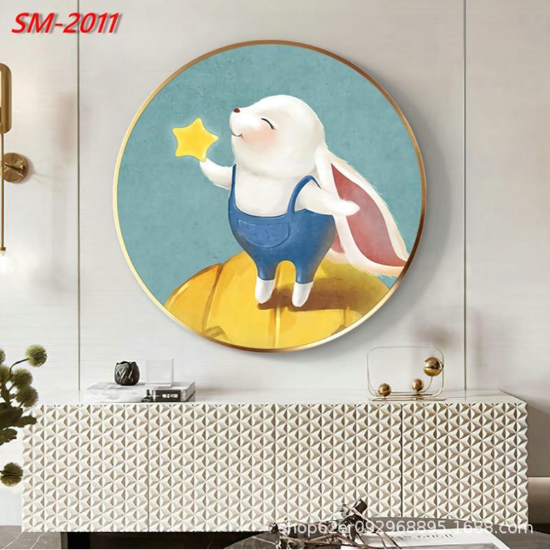 现代卧室装饰画唯圆形挂画卡通人物DLL床头美壁简约画图片