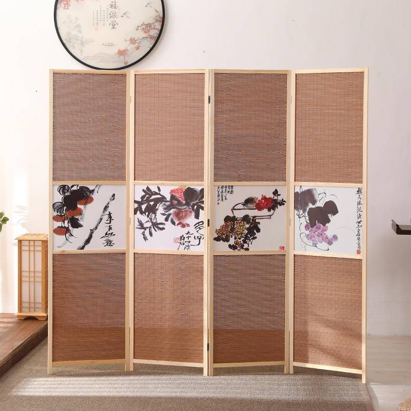 公式室屏风隔断碳化竹编新中酒店LYSD2011家居现代简办公移约动折