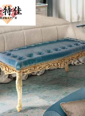 主法式贝式壳拼花镶嵌双人床美式实木雕BEO床花卧室公欧奢华别墅