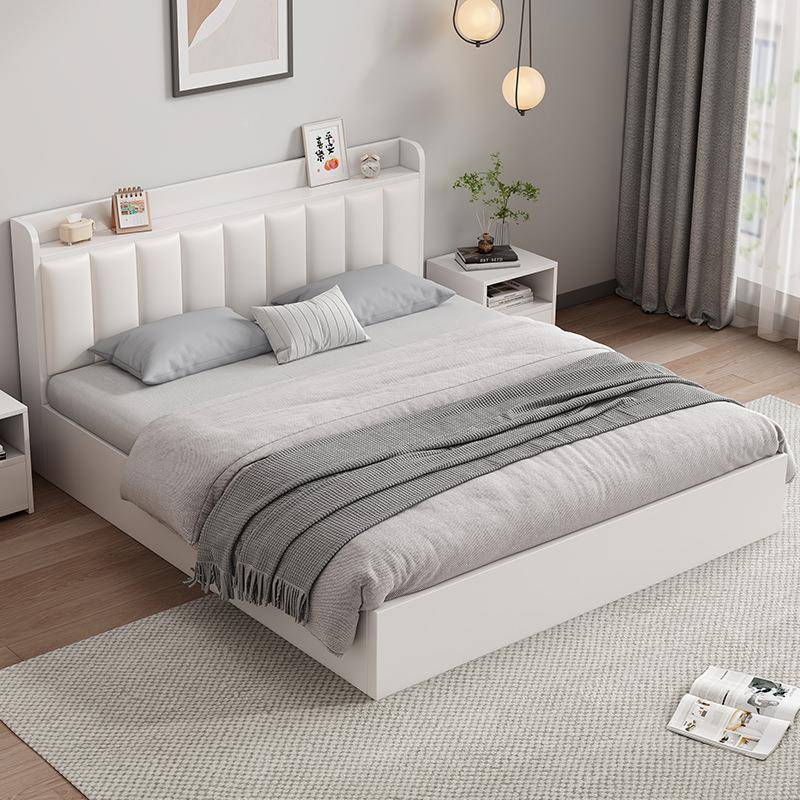 实木简床约现代家用奶油风1.5单人床ATG出榻租榻房用1.8米储物双