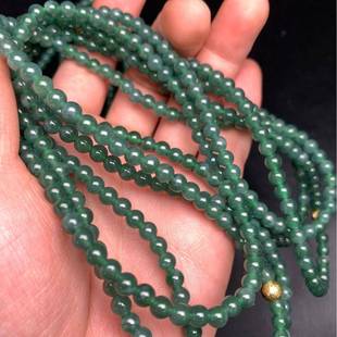 厂天ZL501家然冰蓝水种翡翠A货长链6mm绕圈手三珠散珠配链圆串珠