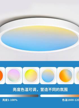 超光薄室内幻彩护眼天境灯圆形氛奇饰ZKE光板电竞房装围灯调调色