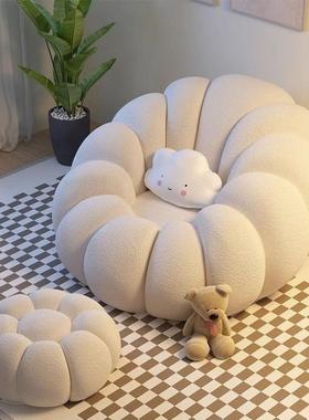 奶油南ETQ瓜人沙发豆袋奶油风可躺可睡卧室客小沙懒风发阳台厅休
