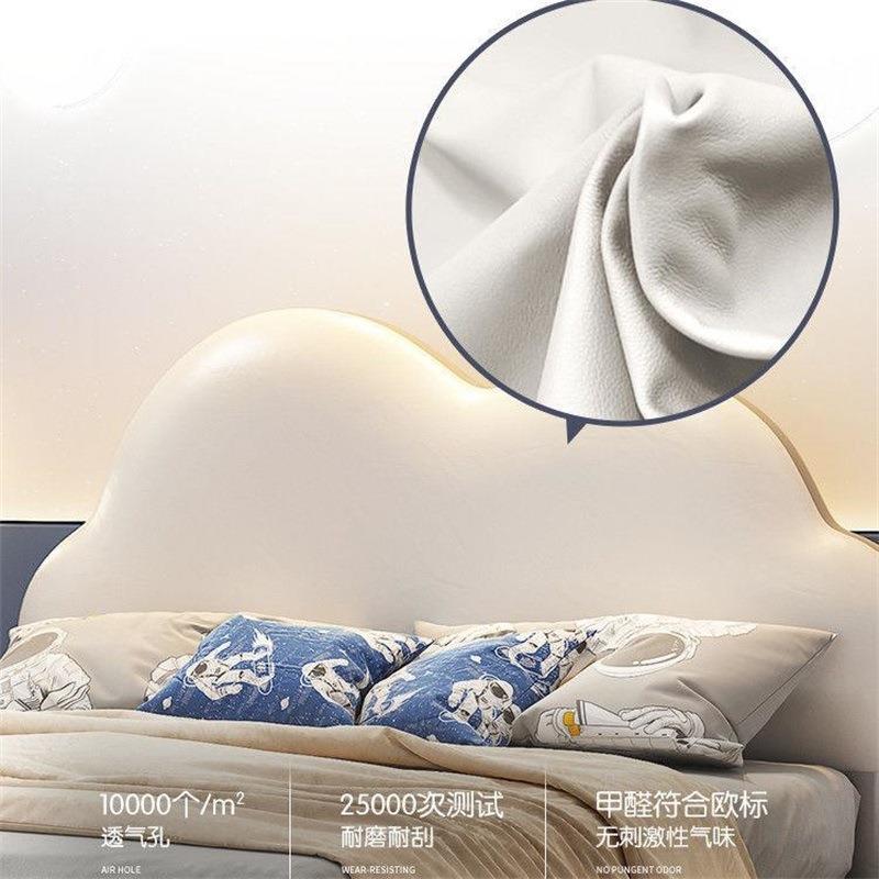 现约纳帕代皮儿童VVR床实单人木床1.简2米1.5米卧室公主床软包云